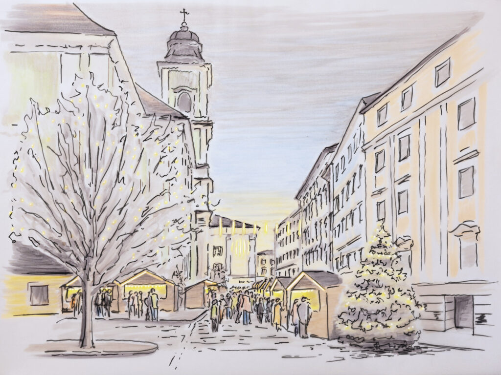 Wintermarkt in der Domgasse – Postkartenidylle